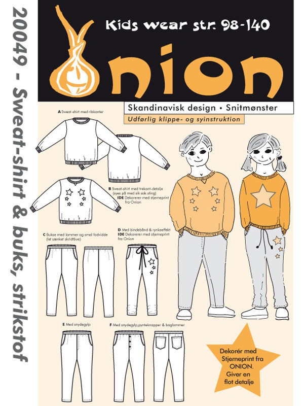 Sweat-shirt & buks, strikstof, str. 98-140 - Onion kids wear 20049 - Onion