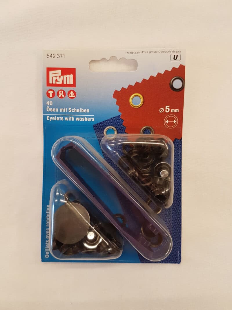 Prym snøreringe sort, ø 5 mm - Prym