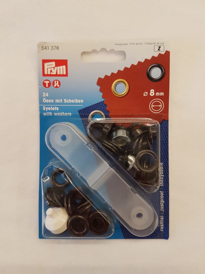 Prym snøreringe sort, ø 8 mm - Prym