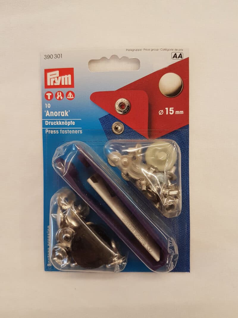 Prym trykknapper sølv, anorak ø 15 mm - Prym
