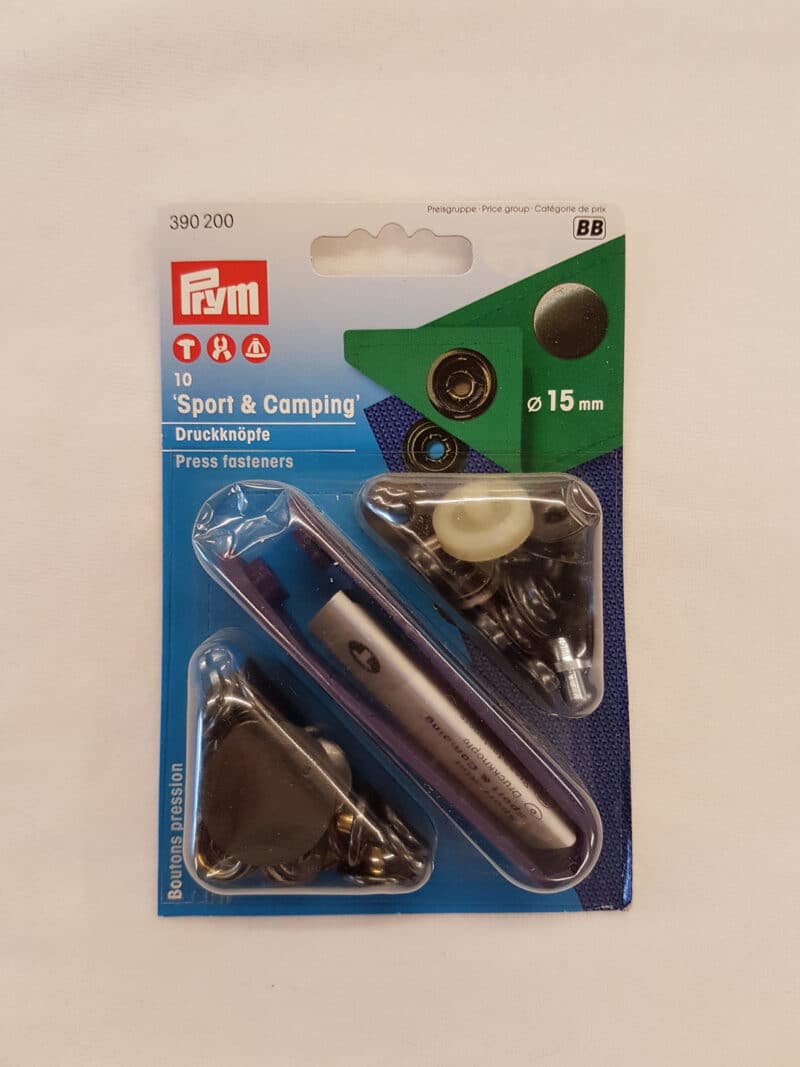 Prym trykknapper sort, Ø 15mm (sport og camping) - Prym