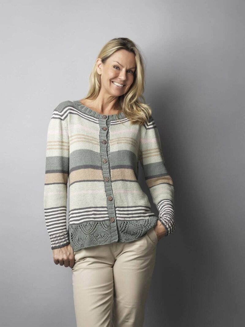 Cardigan med blonder og striber, 2909 - Bamboo Jazz -