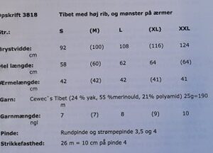 Tibet med høj rib og mønster på ærmer, 3818 - Tibet -