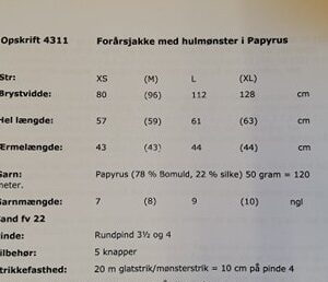 Forårsjakke med hulmønster i Papyrus, 4311 -