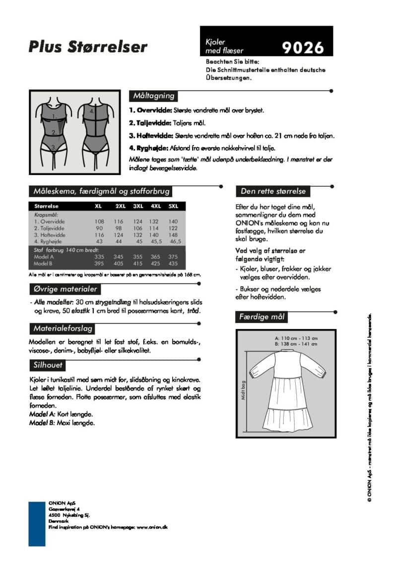 Kjole med flæser, str.XL-5XL - Onion 9026 - Onion