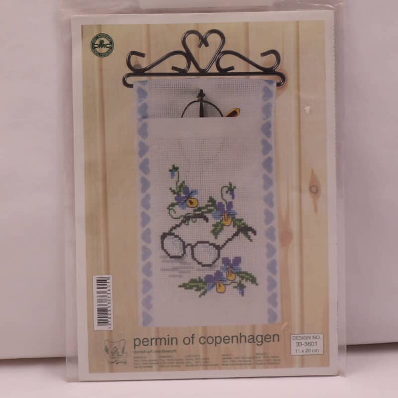 Broderi kit - Briller og blomster, 11x20 cm -