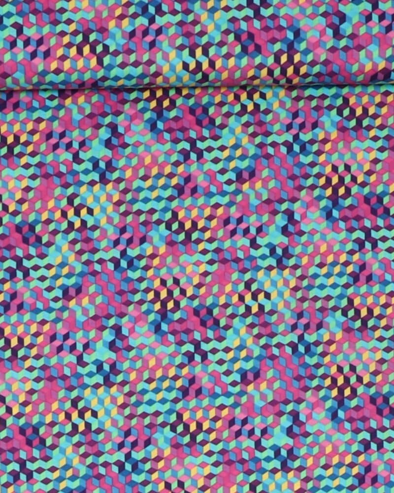 grafisk cube mønster lilla - Patchwork