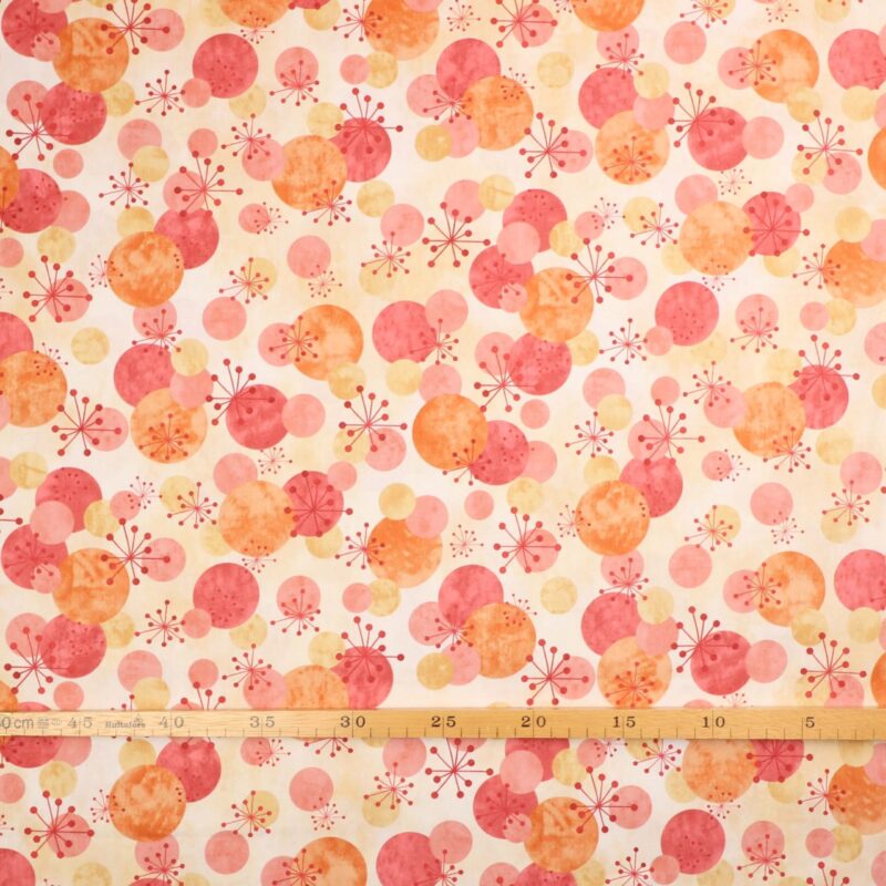 Meleret gul bund m. cirkler - Patchwork - Info mangler
