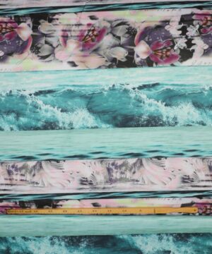 Blomster og bølger i baner - Polyesterjersey