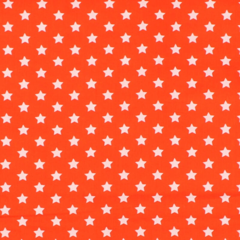 Stjerner, hvid på orange - Bomuld - Info mangler