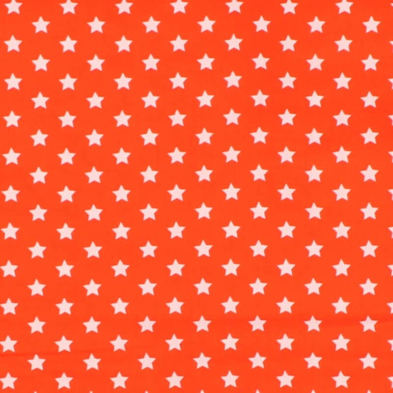 Stjerner, hvid på orange - Bomuld - Info mangler