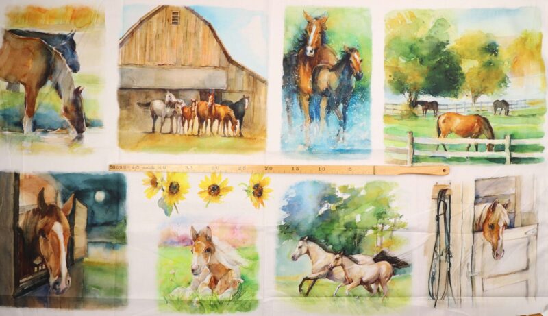 Sunflower Stampede, 8 hestemotiver- Patchwork rapport (104) - Info mangler