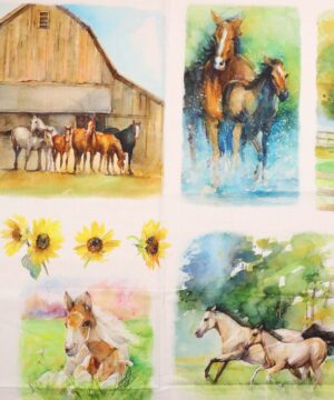 Sunflower Stampede, 8 hestemotiver- Patchwork rapport (104) - Info mangler