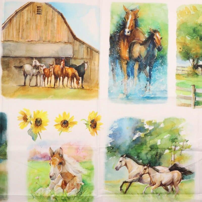 Sunflower Stampede, 8 hestemotiver- Patchwork rapport (104) - Info mangler