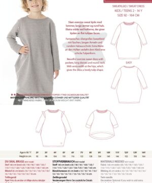 Sweat kjole str. 2-14 år – Minikrea 33040 - Minikrea