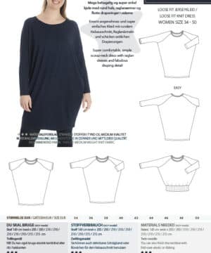 Loose fit jersey kjole, str.34-50 - Minikrea 70047 - Minikrea