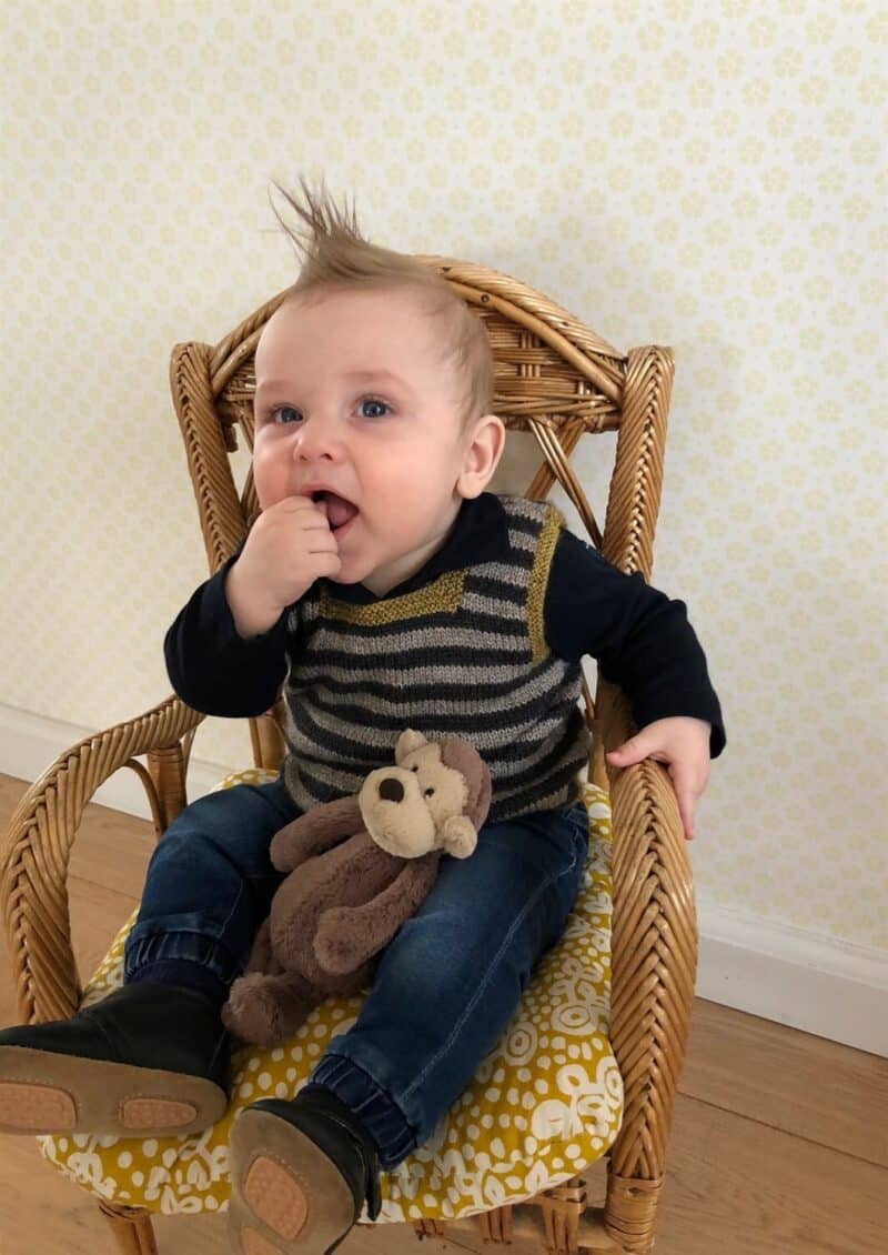 Stribet babyvest, 4401- Katmandu garn -