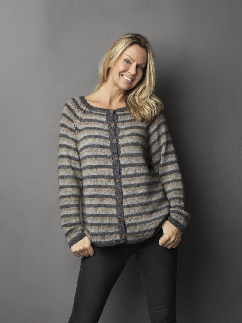 Cardigan i striber, 3805 -Tibet garn -