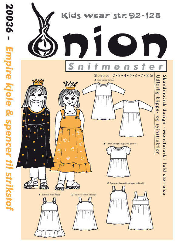 Empire kjole og spencer, str. 2-8 år – Onion kids wear 20036 - Onion