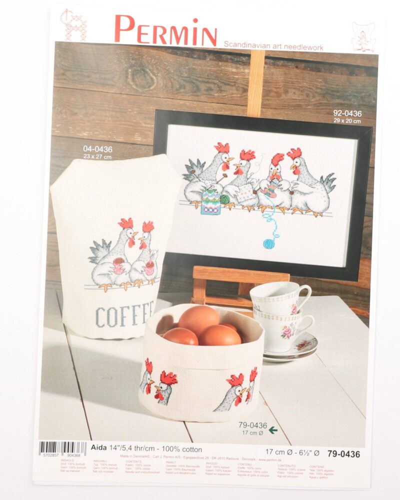 Broderi kit - Høns (kurv) ø 17 cm -