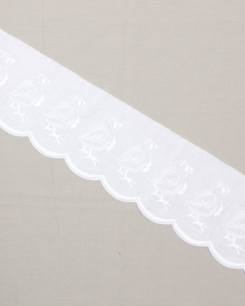 Feston, hvid m. fugl - 11 cm -