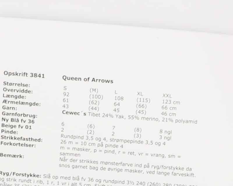 Queen of arrows, 3841 - Strikkeopskrift -