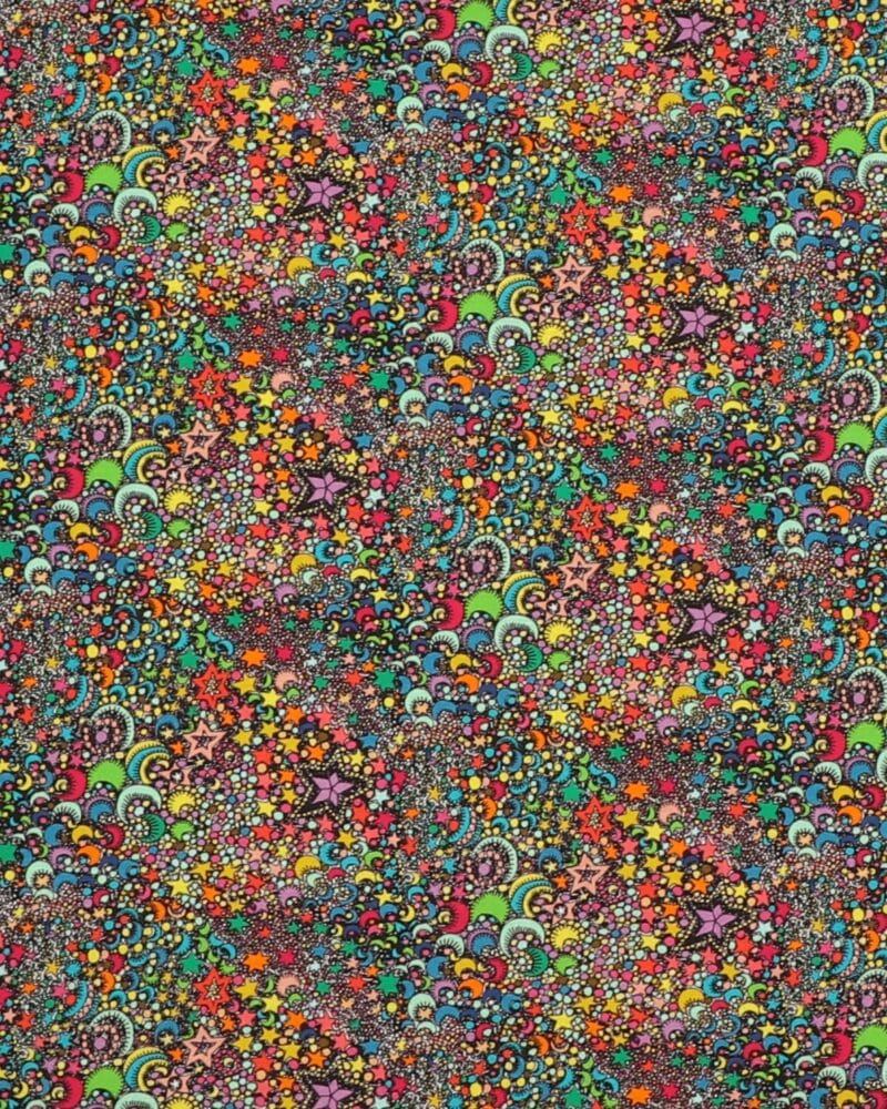 Farverige stjerner, prikker, halvmåner - Patchwork - Info mangler