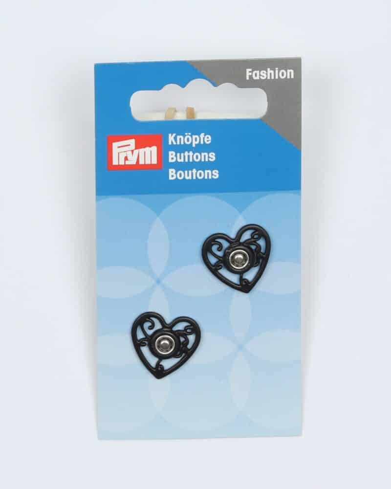 Prym sort hjerte trykknap, ø 18 mm - Prym