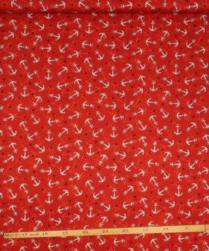 Anker på rød - Patchwork - Wilmington prints