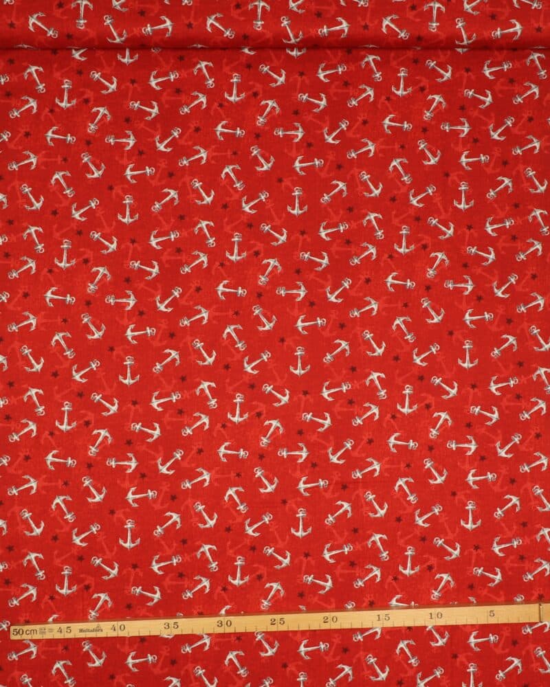 Anker på rød - Patchwork - Wilmington prints