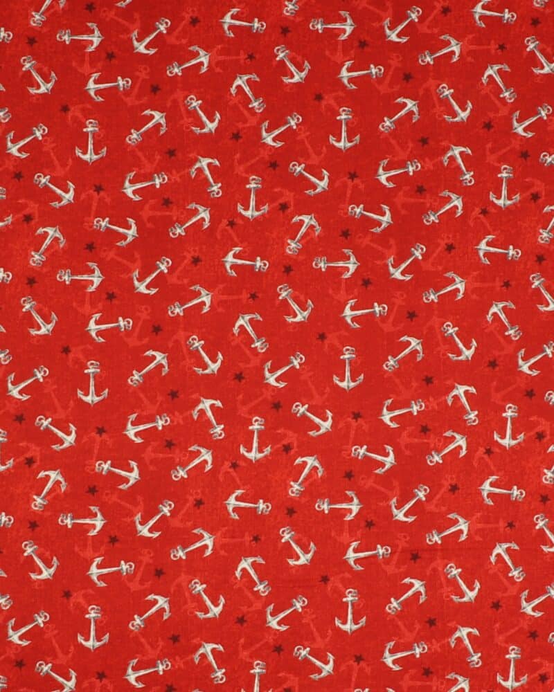 Anker på rød - Patchwork - Wilmington prints