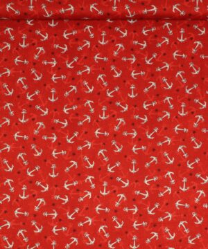 Anker på rød - Patchwork - Wilmington prints