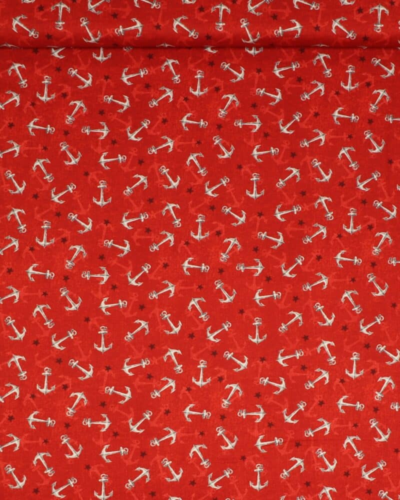 Anker på rød - Patchwork - Wilmington prints