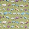 Autocampere på lys olivengrøn bund - Patchwork - Stoffabrics