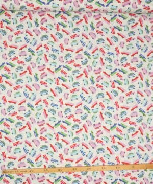 Autocampere på hvid bund - Patchwork - Stoffabrics