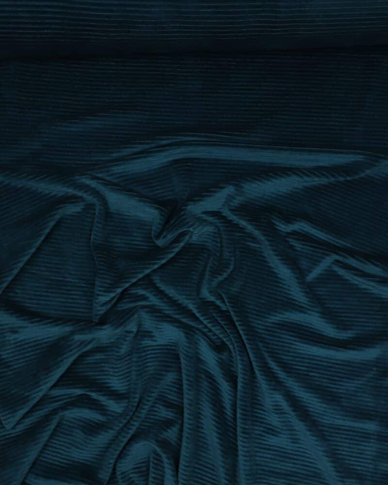 Riflet stræk velour - Petrol - Stoffabrics
