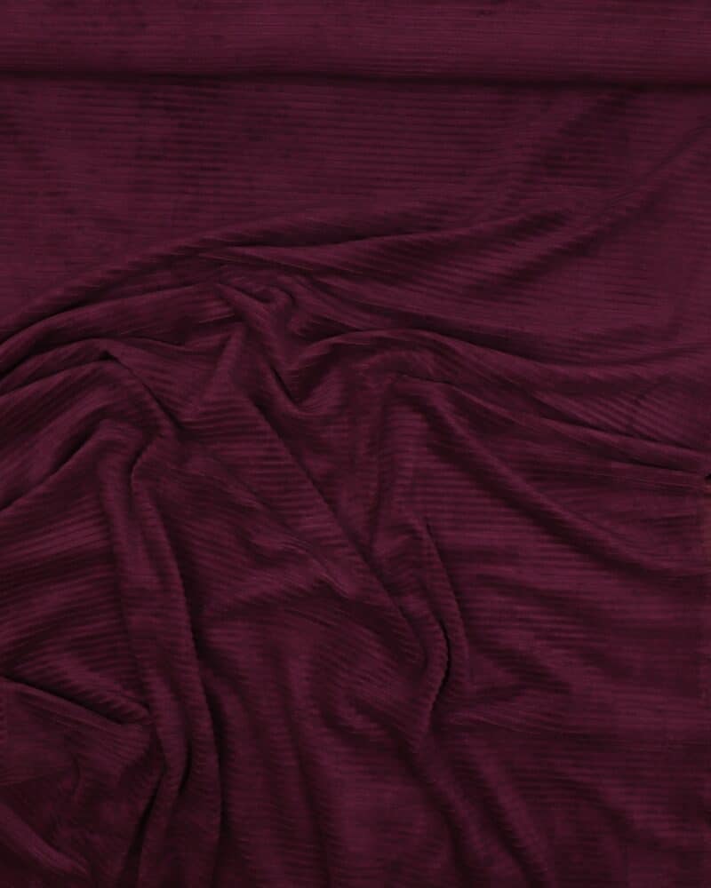 Riflet stræk velour - Bordeaux - Stoffabrics