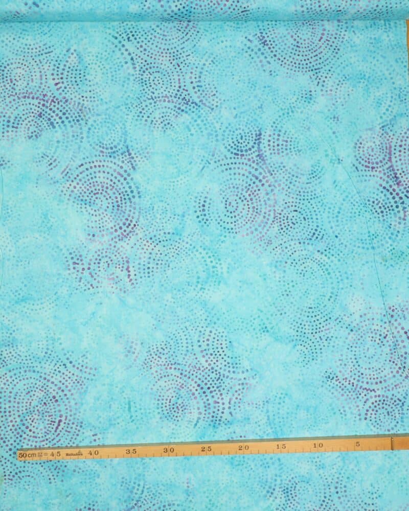 Aqua m. lilla prikker i cirkler - Bali - Eyelike Fabrics