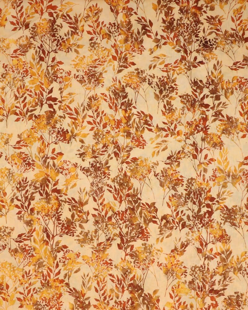 Grene og blade på lys beige bund - Bali - Stoffabrics