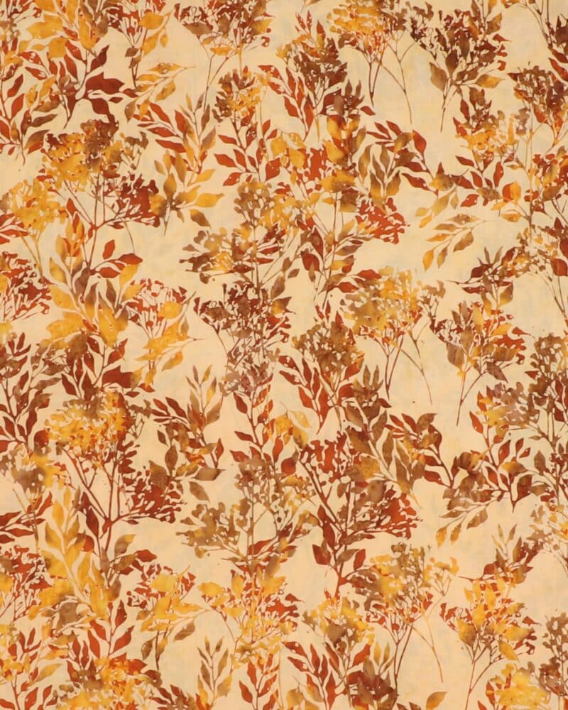 Grene og blade på lys beige bund - Bali - Stoffabrics