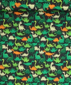 Grønne dinoer - Jersey - Stoffabrics