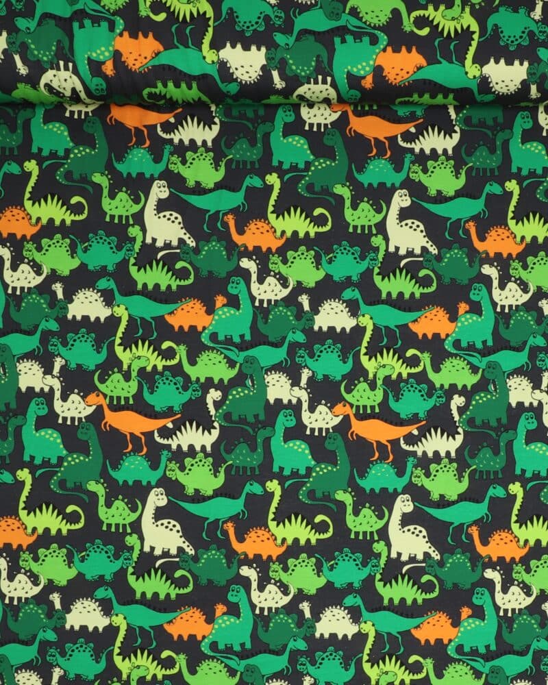 Grønne dinoer - Jersey - Stoffabrics