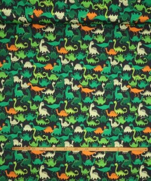 Grønne dinoer - Jersey - Stoffabrics