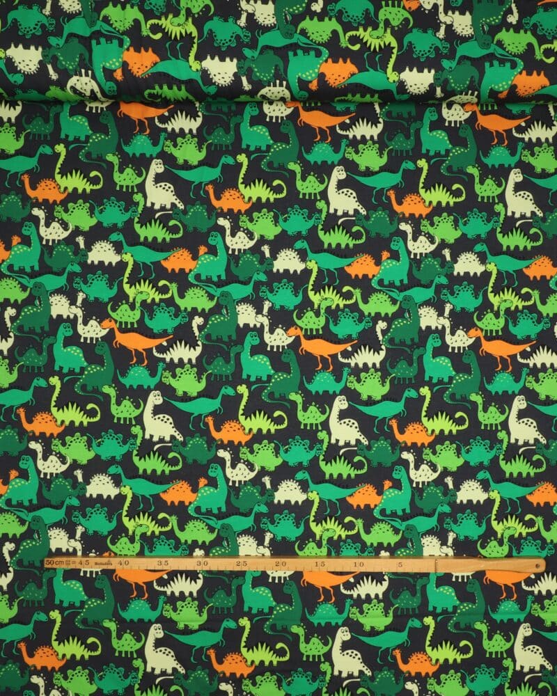 Grønne dinoer - Jersey - Stoffabrics