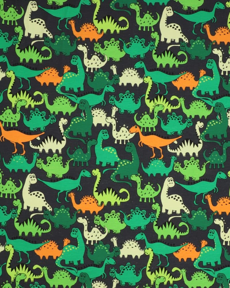 Grønne dinoer - Jersey - Stoffabrics