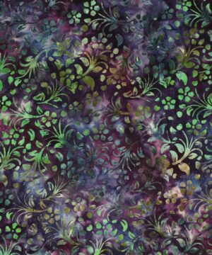 Blomster/blade på bund af lilla nuancer - Bali - Eyelike Fabrics