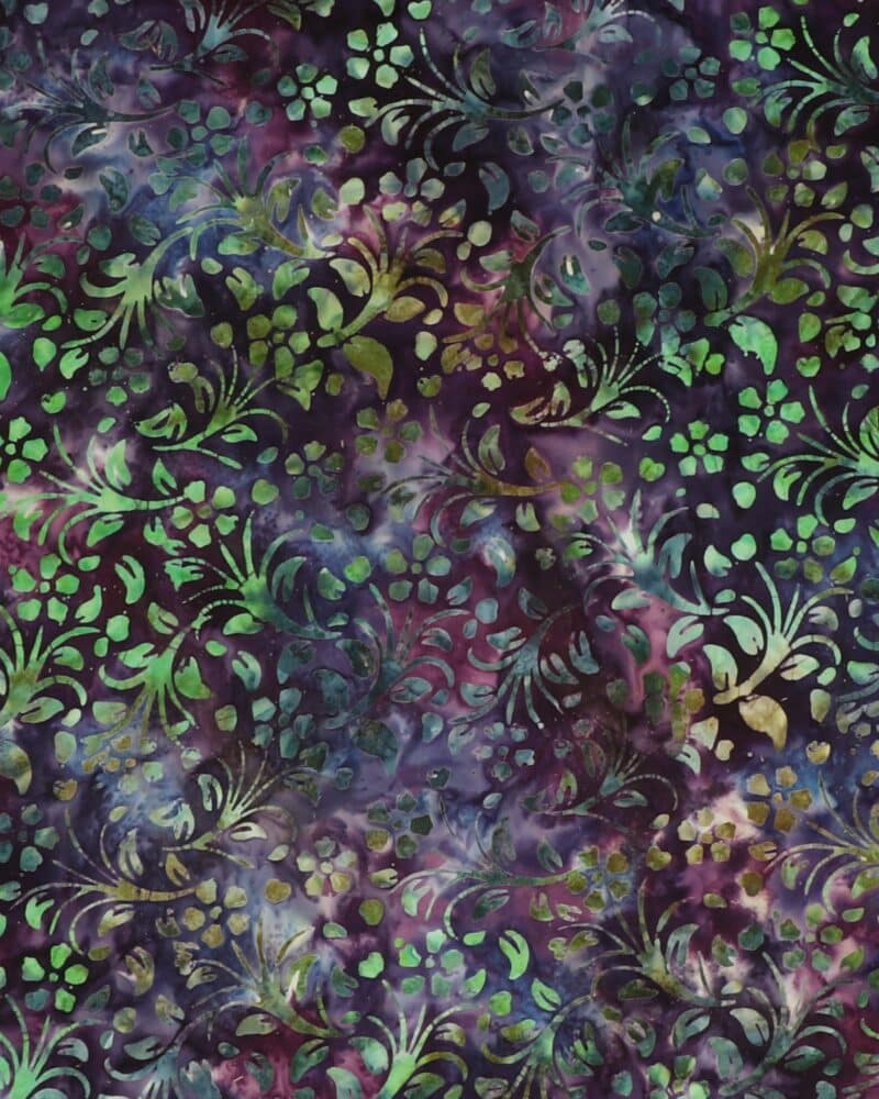 Blomster/blade på bund af lilla nuancer - Bali - Eyelike Fabrics