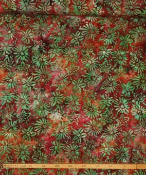 Grønne blomster på rødbrune farver - Bali - Eyelike Fabrics