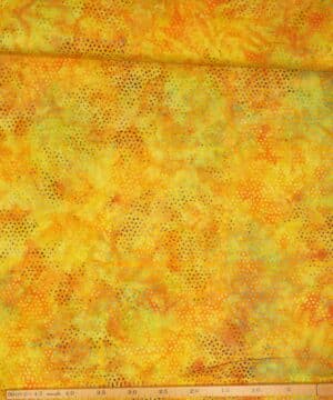 Gul/orange m. lilla og turkis prikker - Bali - Eyelike Fabrics