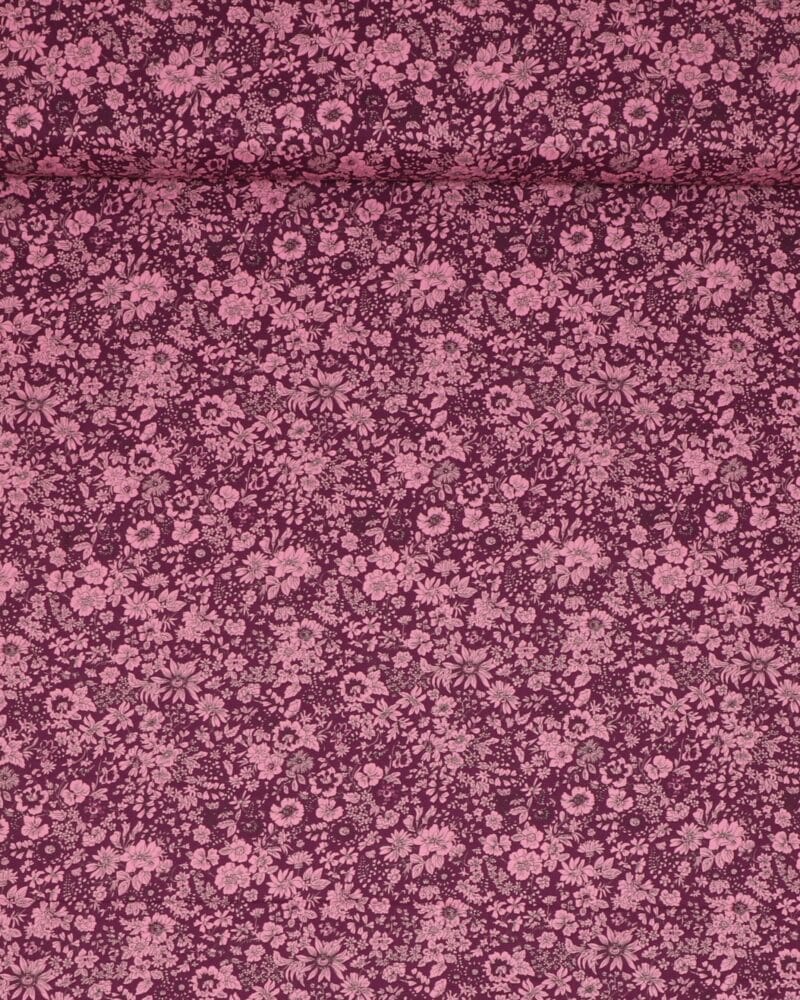 Emily Silhouette Flower, bordeaux/lys pink - Liberty - Liberty Fabrics